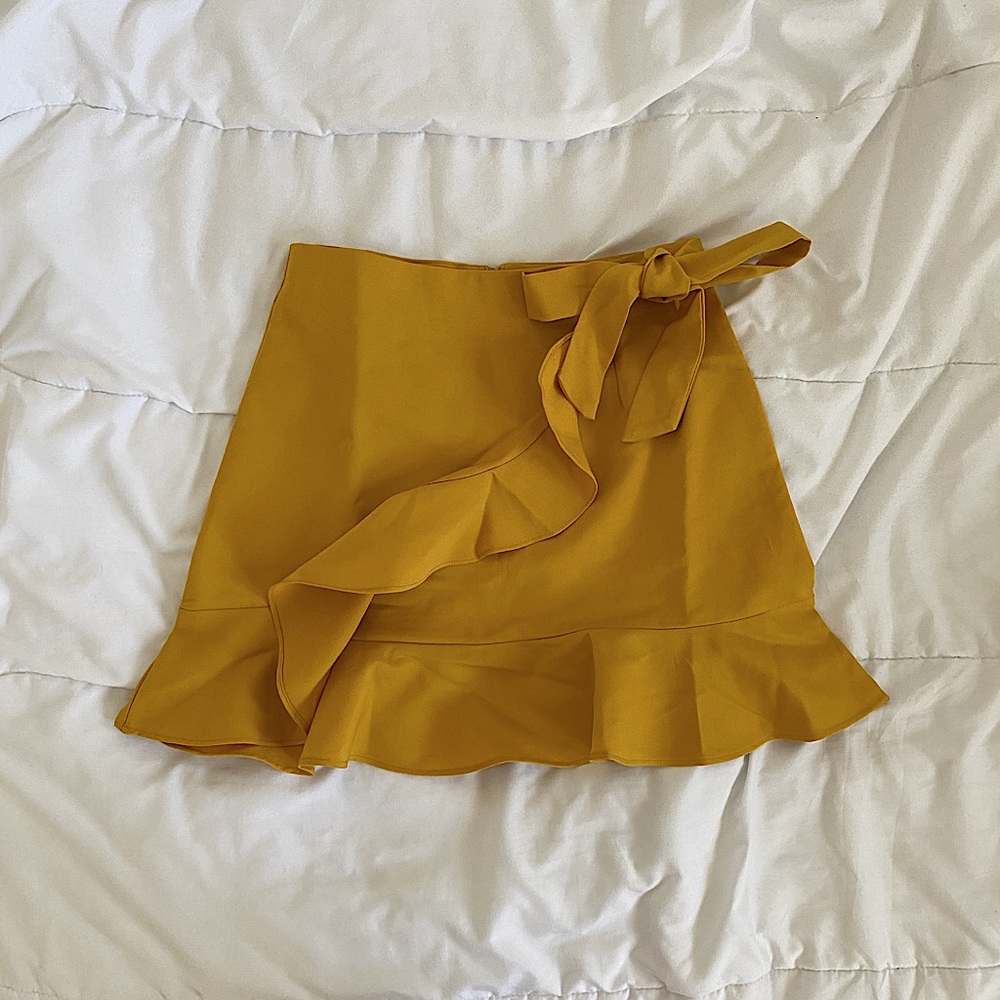 Honey Yellow Ruffled Wrap Skirt